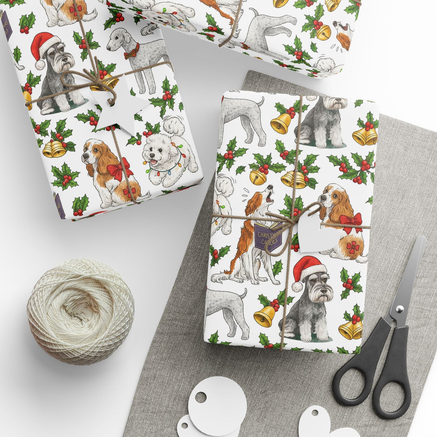 Wrapping Paper Christmas Purebred Dog Schnauzer Bedlington Cocker Spaniel Borzoi