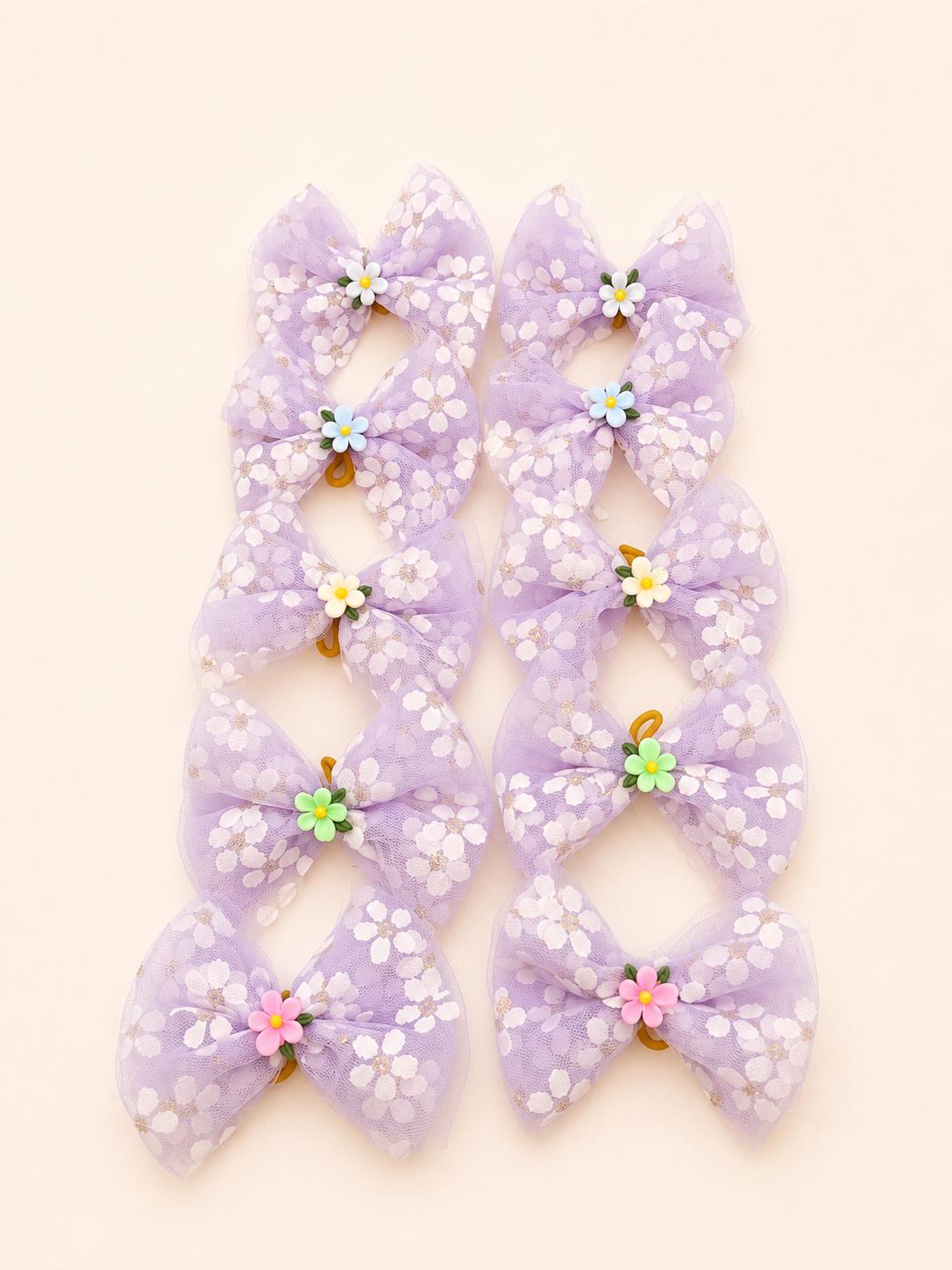 Floral Dog Bows - Set of 10