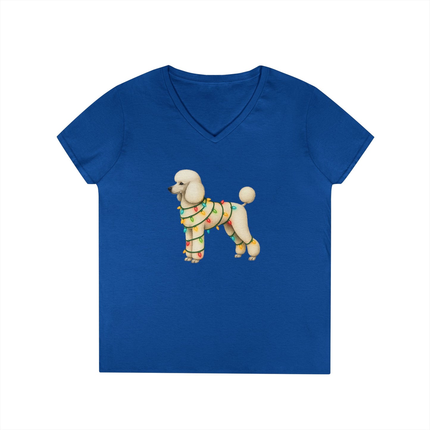 Festive Poodle V-Neck T-Shirt