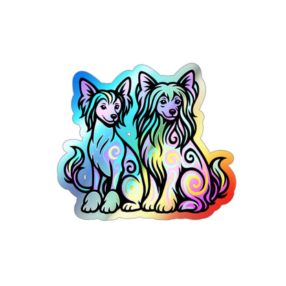Neon Holographic Stickers - Chinese Crested Design