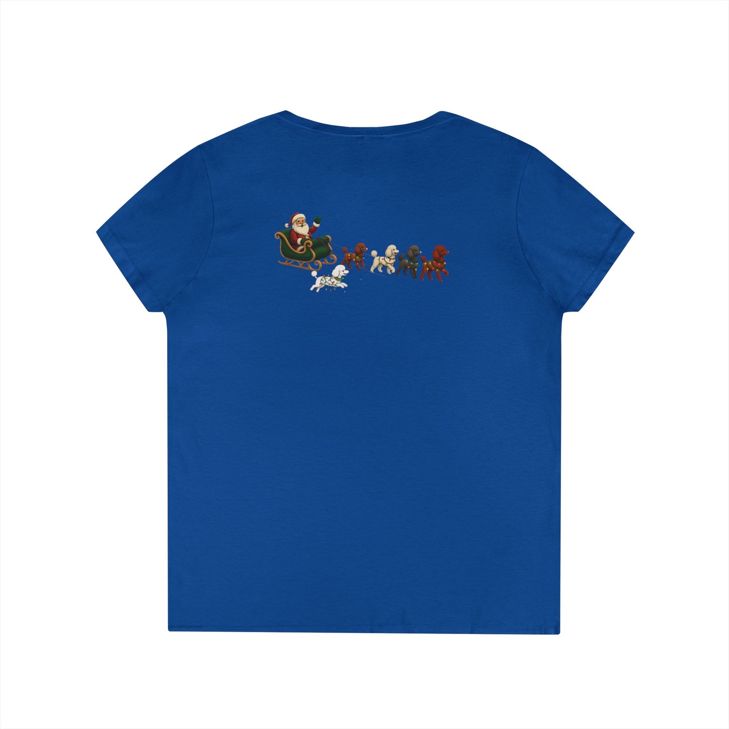 Festive Poodle V-Neck T-Shirt