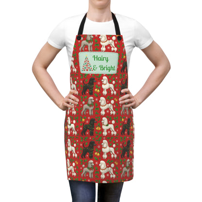 Christmas Poodle Apron — “Hairy & Bright” Holiday Kitchen Apron