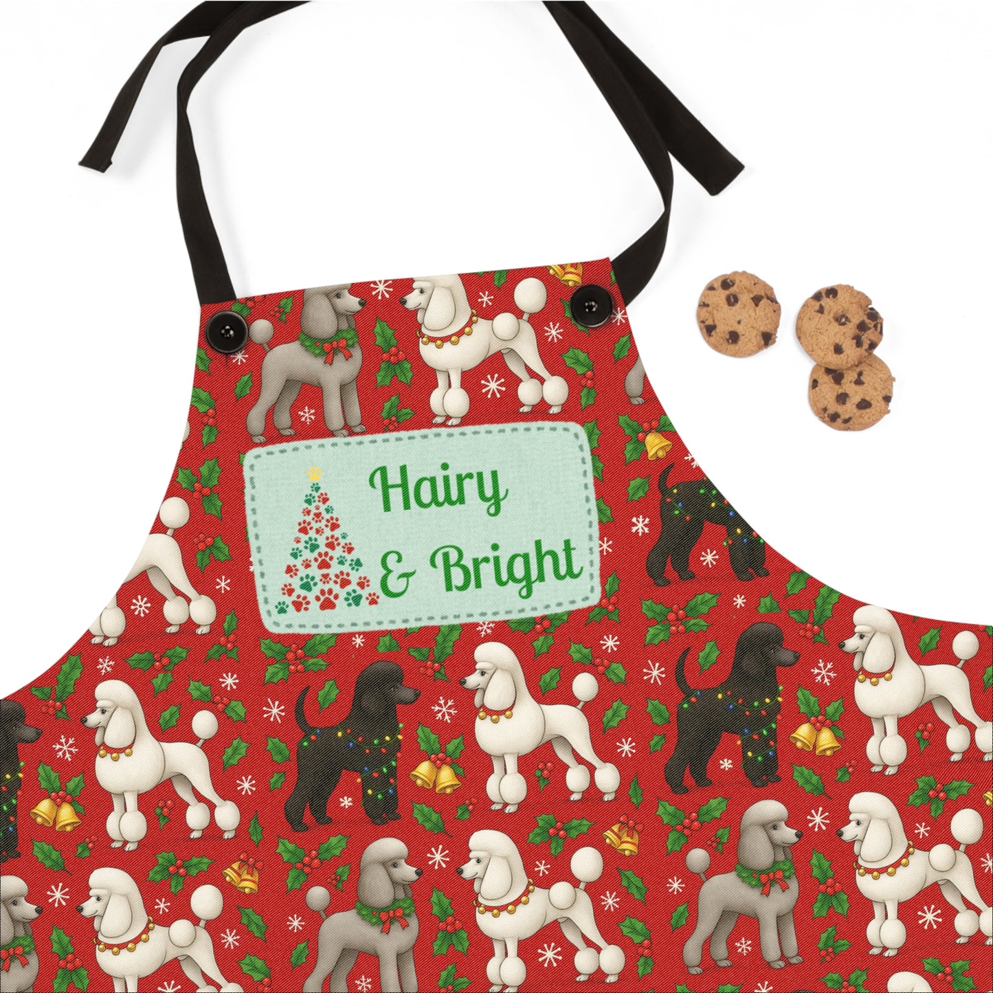 Christmas Poodle Apron — “Hairy & Bright” Holiday Kitchen Apron