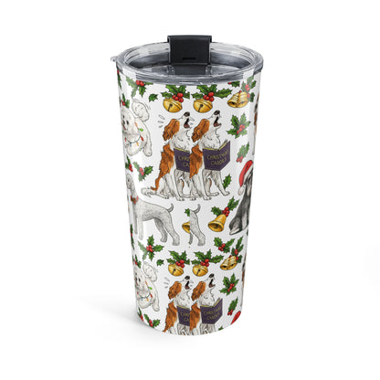 20oz Christmas Dog Pattern Tumbler – Festive Holiday Dogs & Holly Travel Mug