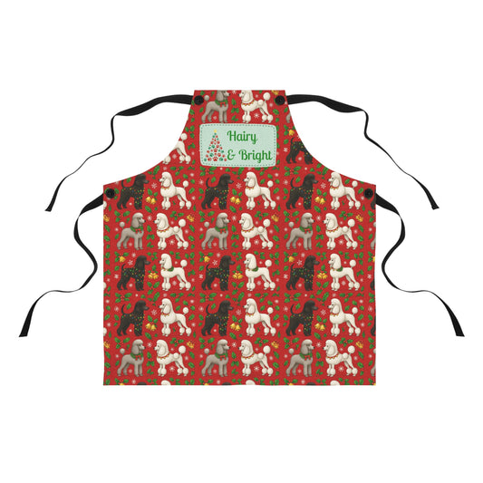 Christmas Poodle Apron — “Hairy & Bright” Holiday Kitchen Apron