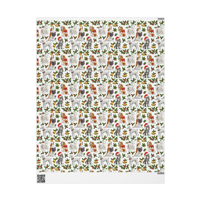 Wrapping Paper Christmas Purebred Dog Schnauzer Bedlington Cocker Spaniel Borzoi