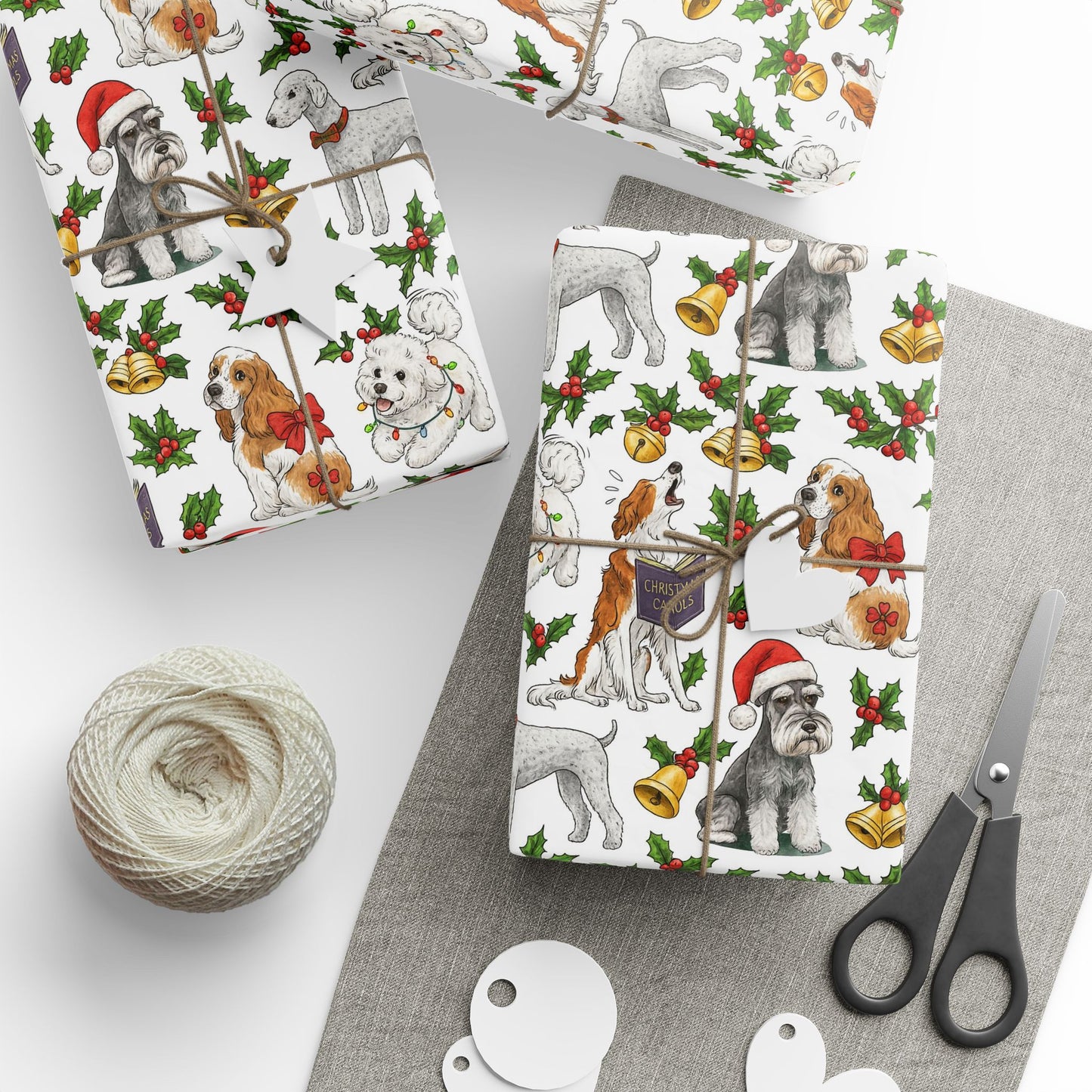 Wrapping Paper Christmas Purebred Dog Schnauzer Bedlington Cocker Spaniel Borzoi