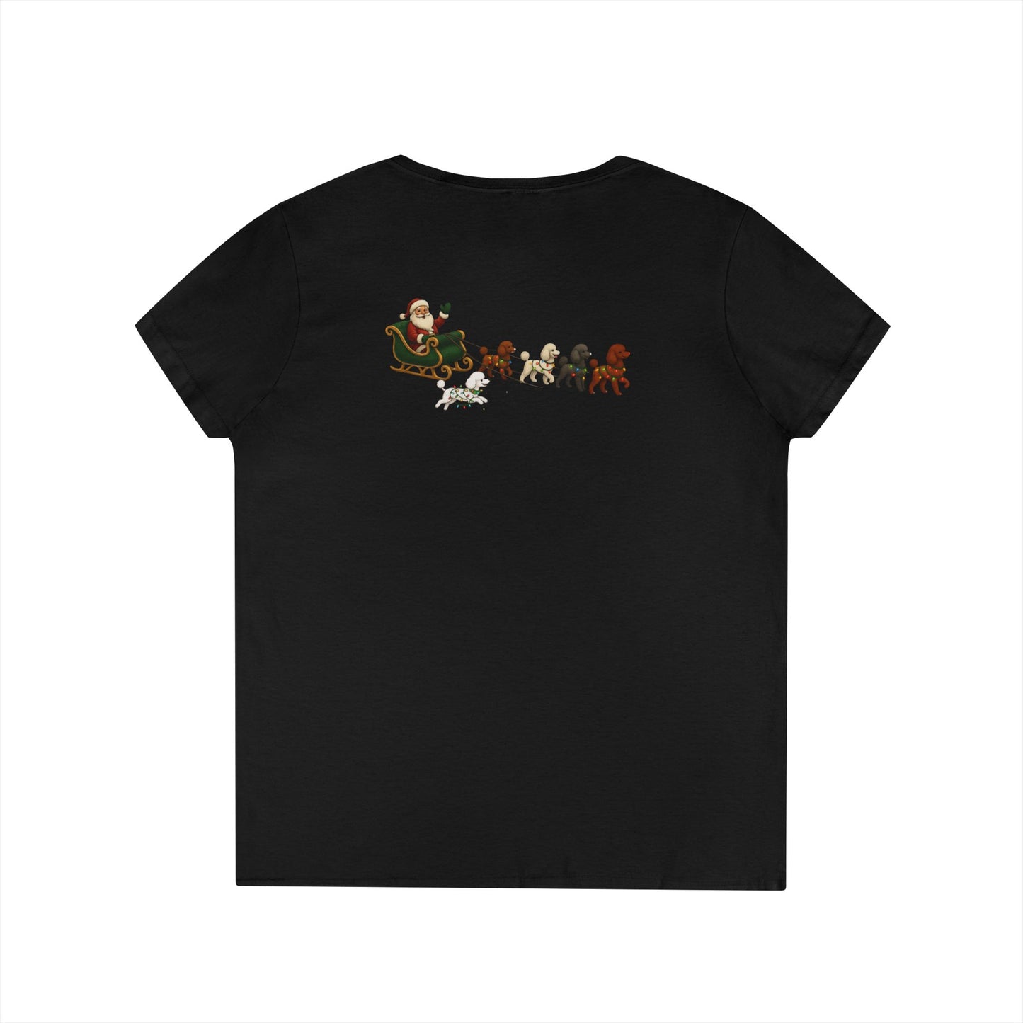 Festive Poodle V-Neck T-Shirt