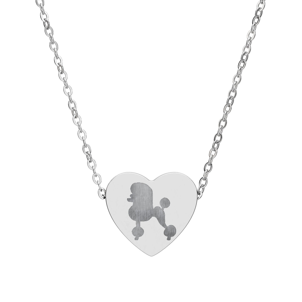 Engraved Poodle Heart Necklace - Personalized Dog Lover Pendant