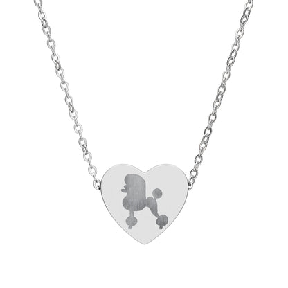 Engraved Poodle Heart Necklace - Personalized Dog Lover Pendant
