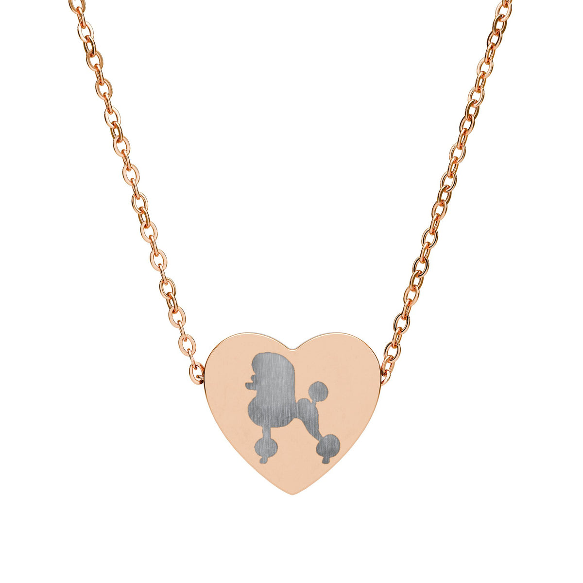 Engraved Poodle Heart Necklace - Personalized Dog Lover Pendant