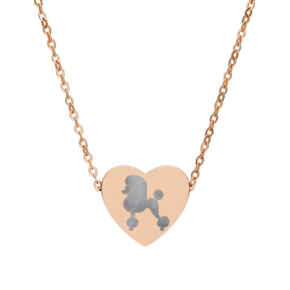 Engraved Poodle Heart Necklace - Personalized Dog Lover Pendant