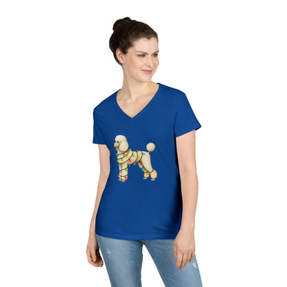 Festive Poodle V-Neck T-Shirt