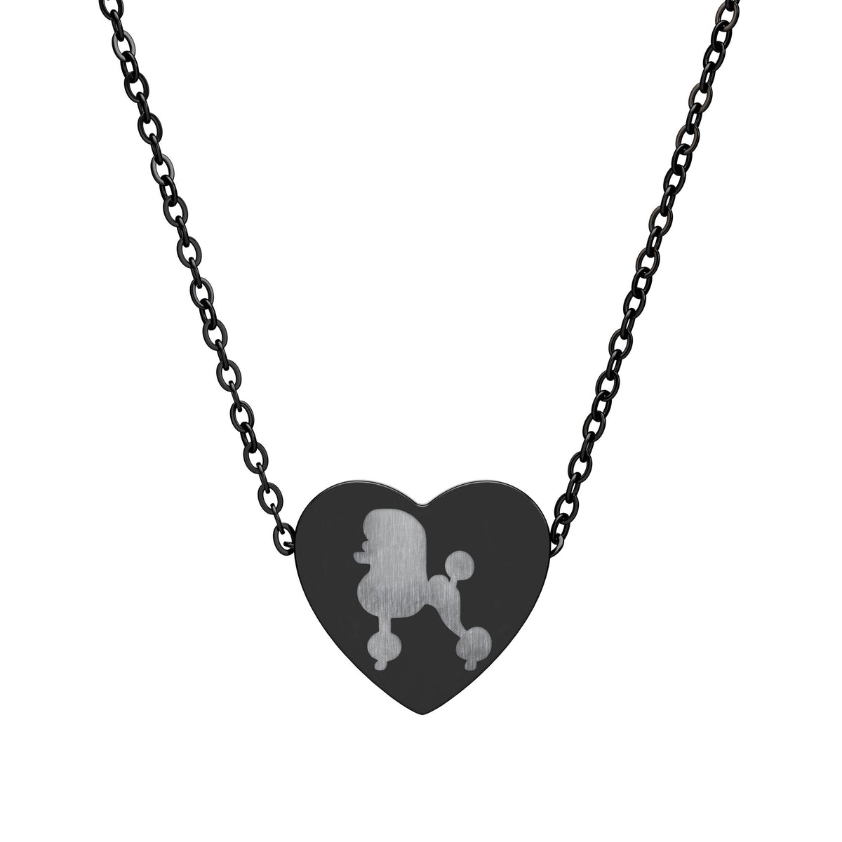 Engraved Poodle Heart Necklace - Personalized Dog Lover Pendant