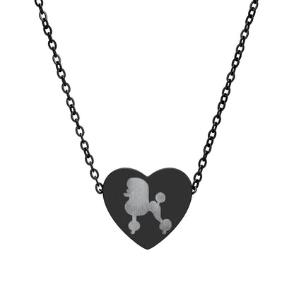Engraved Poodle Heart Necklace - Personalized Dog Lover Pendant