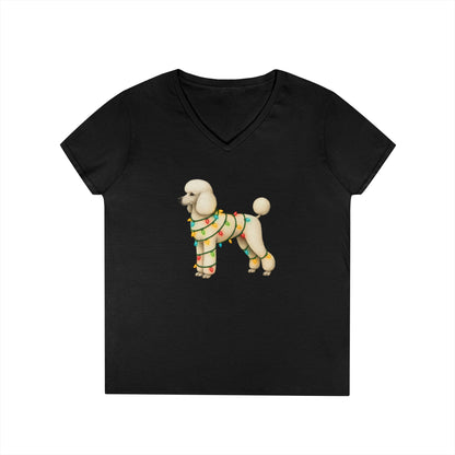 Festive Poodle V-Neck T-Shirt