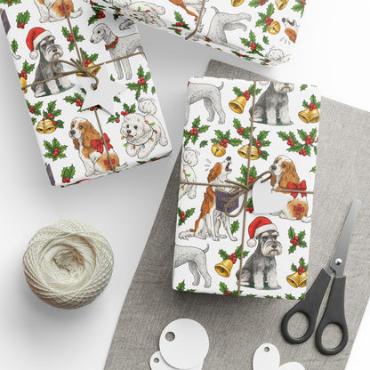 Wrapping Paper Christmas Purebred Dog Schnauzer Bedlington Cocker Spaniel Borzoi