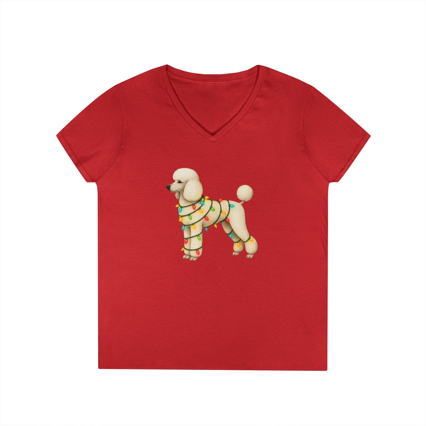 Festive Poodle V-Neck T-Shirt