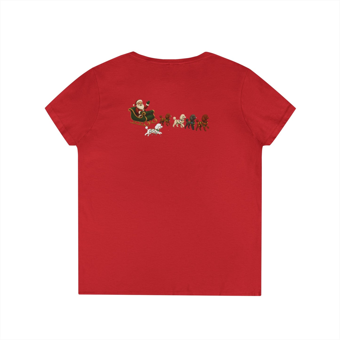 Festive Poodle V-Neck T-Shirt