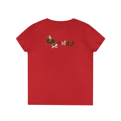 Festive Poodle V-Neck T-Shirt