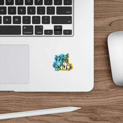 Neon Holographic Stickers - Chinese Crested Design