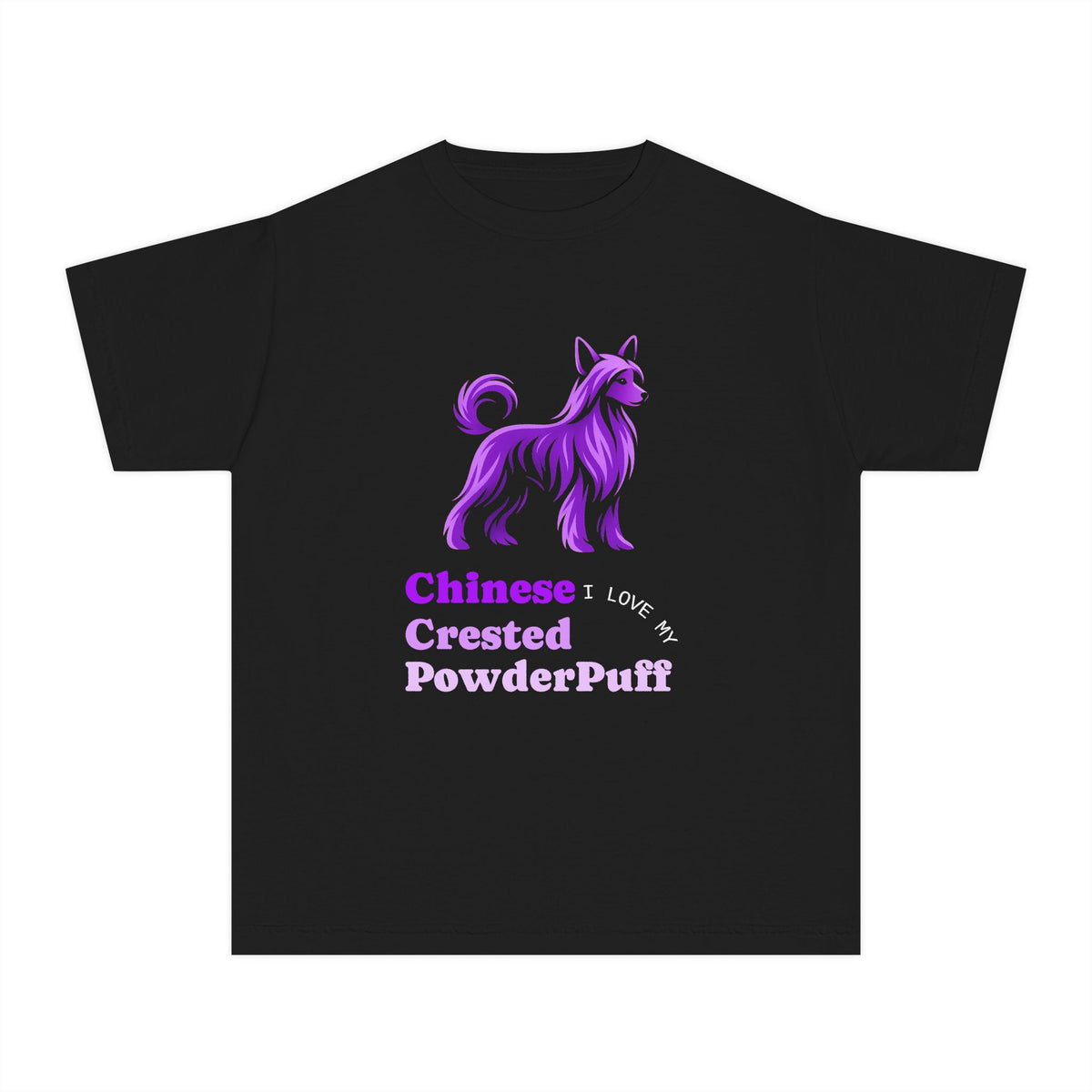 I Love Chinese Crested PowderPuff Youth Tee