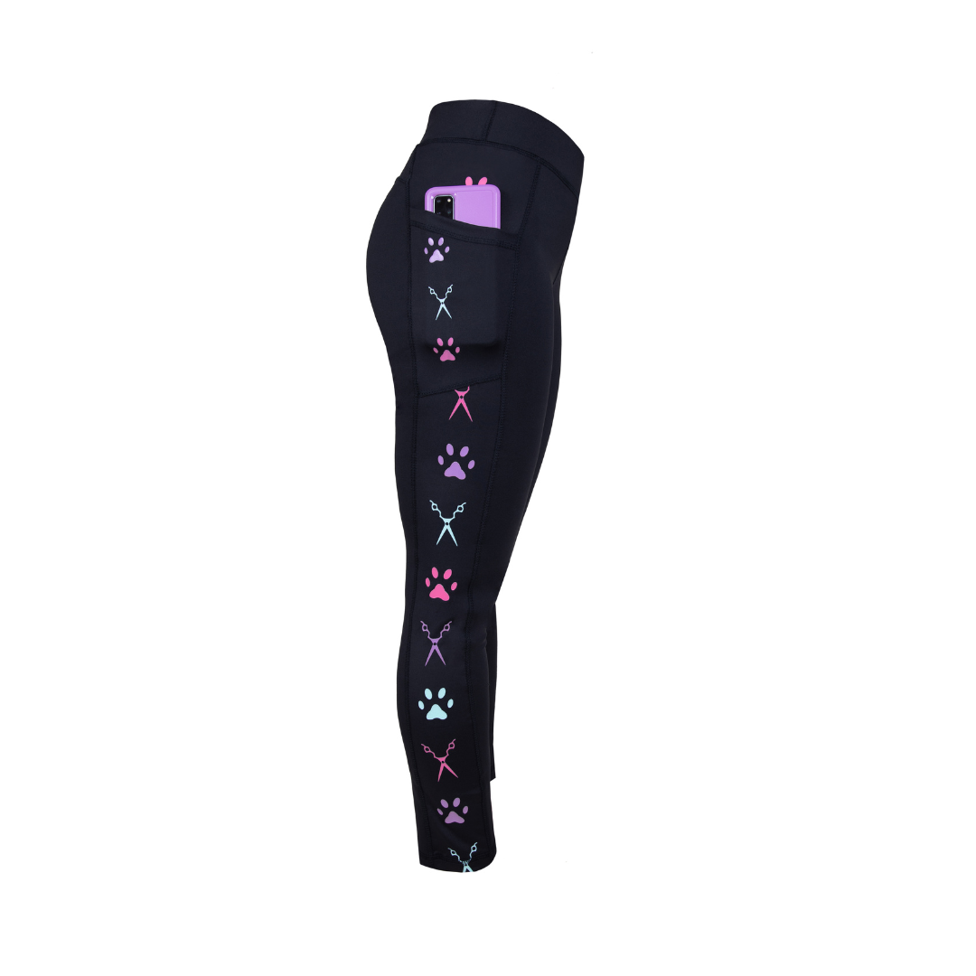 Dog Grooming Leggings - Scissor & Paw Print