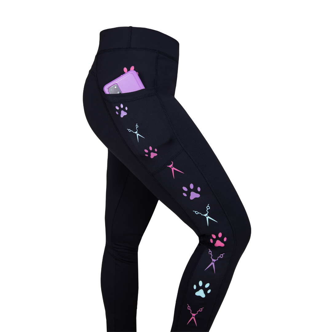 Dog Grooming Leggings - Scissor & Paw Print
