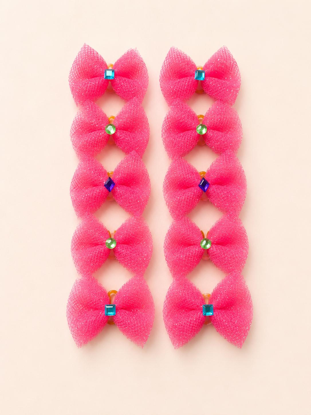 Hot Pink Glitter Dog Bows with Assorted Gems