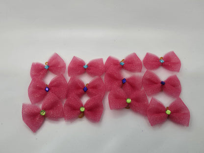 Hot Pink Glitter Dog Bows with Assorted Gems
