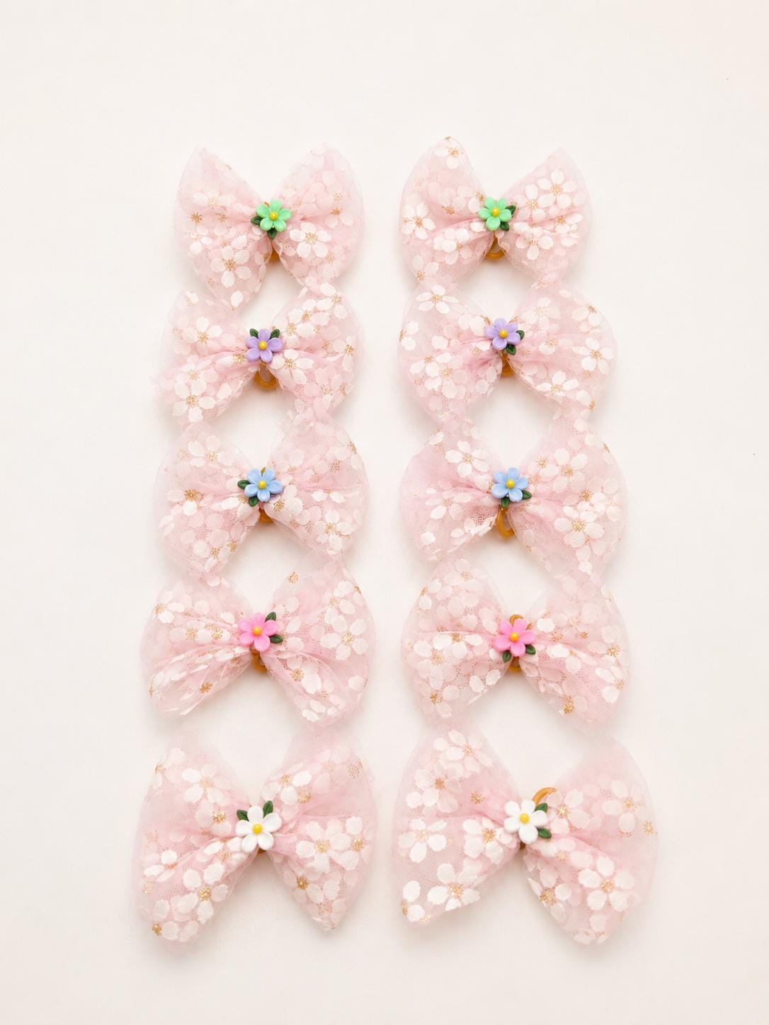 Floral Dog Bows - Set of 10