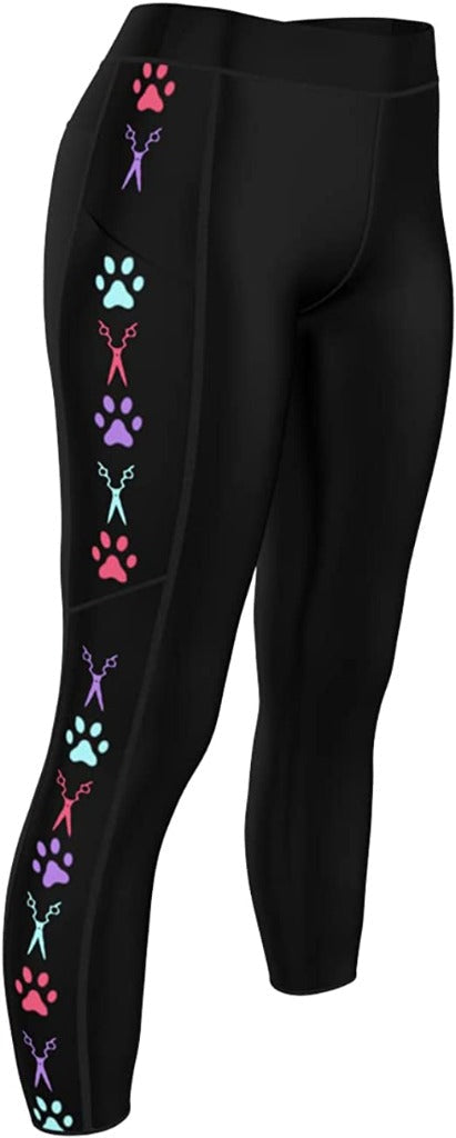 Dog Grooming Leggings Scissor & Paw Print