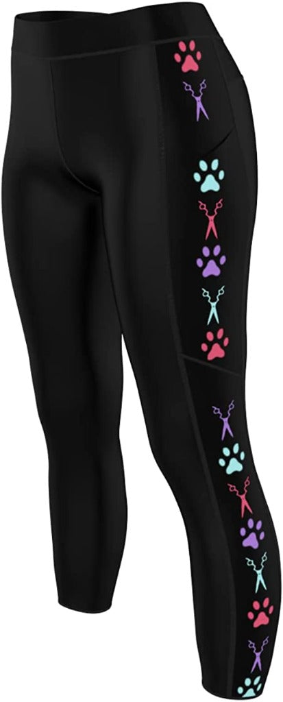 Dog Grooming Leggings Scissor & Paw Print